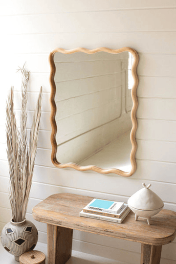 Wooden Wavy Squiggle Frame Mirror