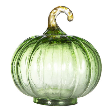 Set of 4, 4x4x5' Green Glass Pumpkin, Pumpkin Ornament Decor for