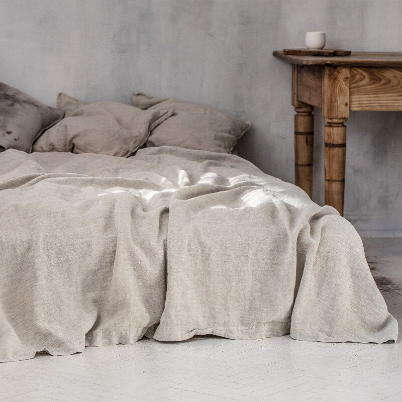 Pure Linen Bed Sheets 100% Stone Washed French Linen Solid Color