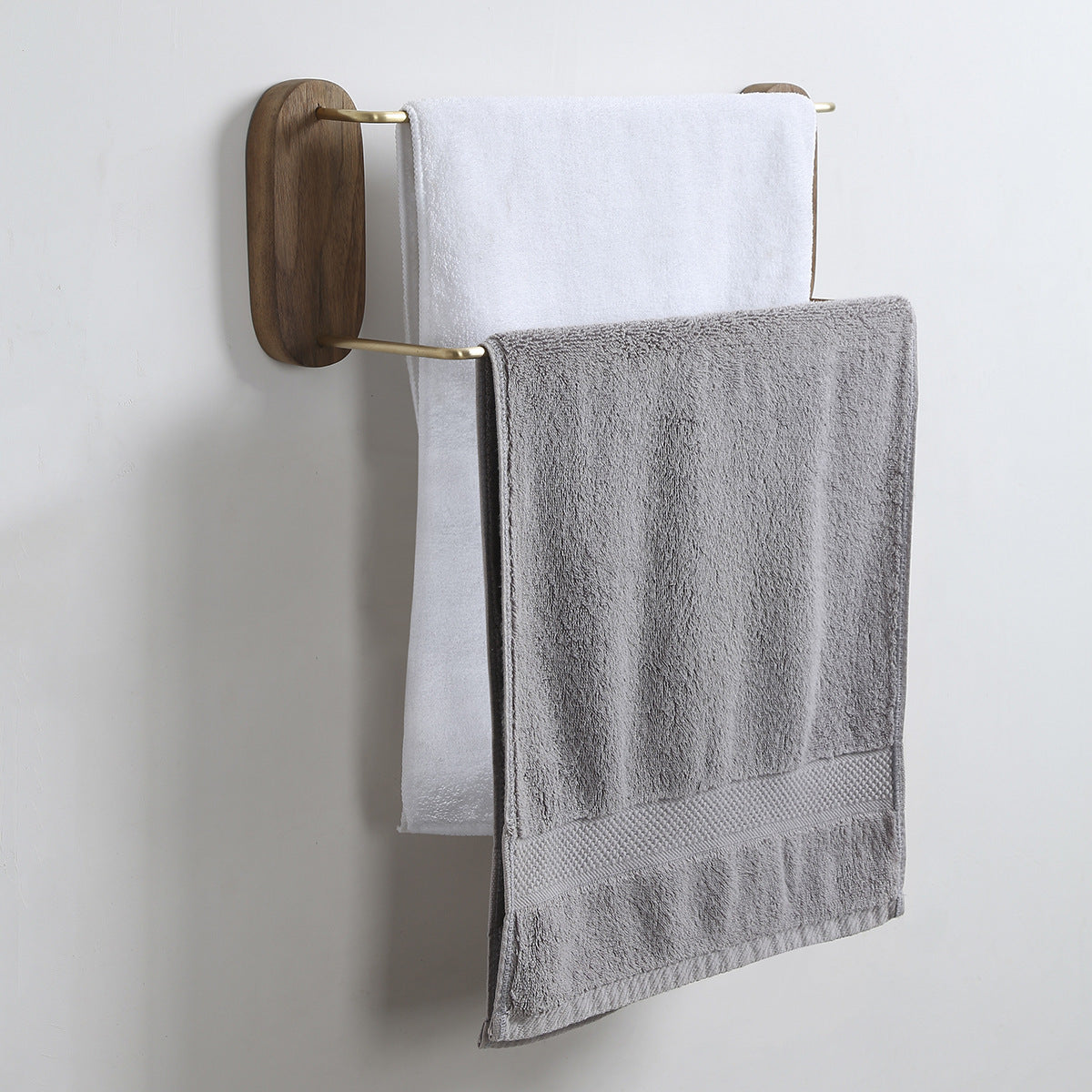 Brass Bathroom Walnut Towel Rack