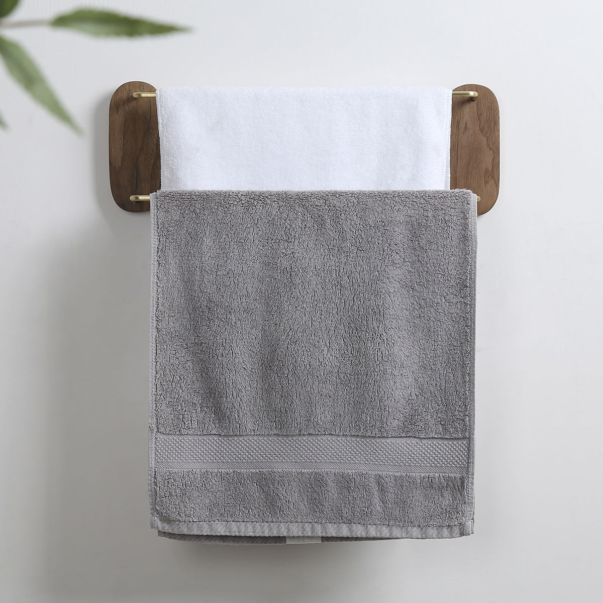 Brass Bathroom Walnut Towel Rack