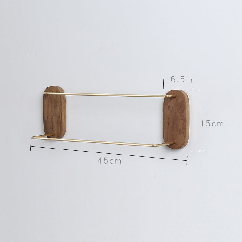 Brass Bathroom Walnut Towel Rack