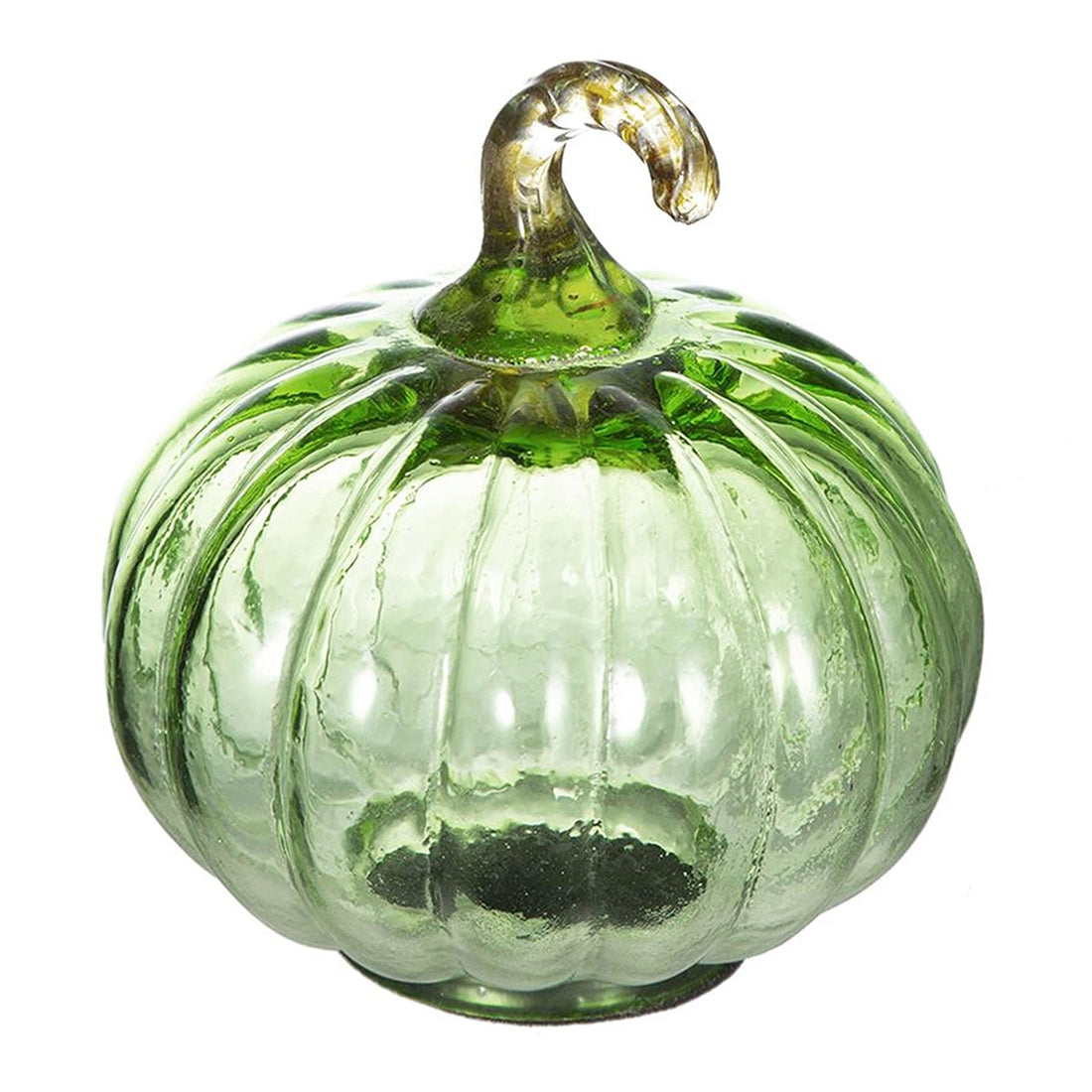 Set of 4, 4x4x5' Green Glass Pumpkin, Pumpkin Ornament Decor for