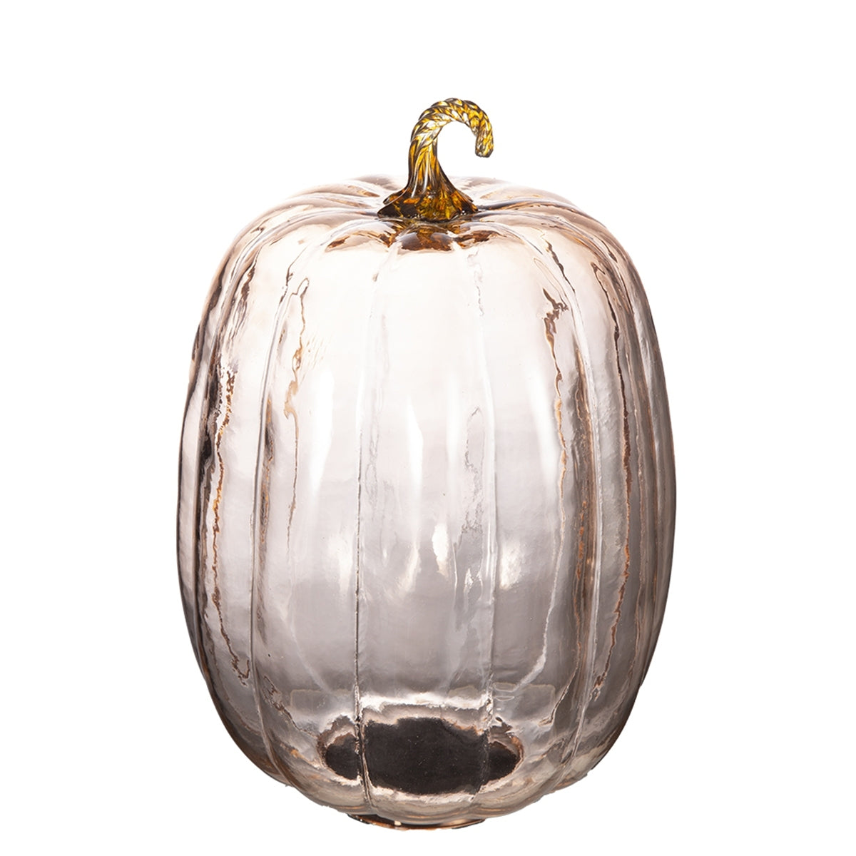 8.5x8.5x13' Orange Glass Pumpkin, Pumpkin Ornament Decor for Holiday